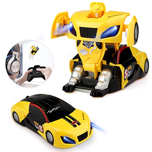 Baztoy Coche Teledirigido, RC Coches de Control Robot Car Transformar Recargable con 360° Función de Pared Coches Electricos Radiocontrol Juegos Juguetes para Niños Niñas Regalos Cumpleaños Navidad