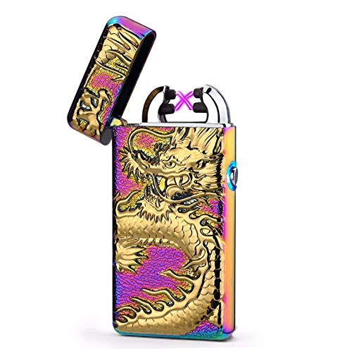 BBLAC 2KEY ®Mechero Usb Electrico Encendedor Lighter Encendedor Eléctrico Doble Encendedor Eagle Lion Scorpion Dragon Recargable por USB