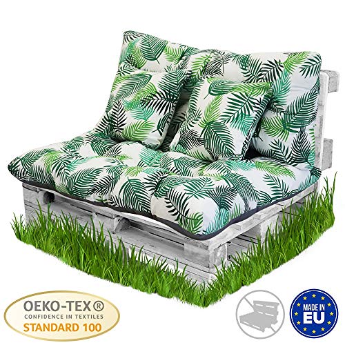 BCASE Pack Cojin Palet Fibra + Cojín Respaldo para Palés Acolchados, Cojín Relleno, Incluyen Cojín de Respaldo y Asiento, Ideal para Jardín, Terraza, Patio y Balcón, Verde-Hojas BCASE Pack Cojin Palet Fibra + Cojín Respaldo para Palés Acolchados, Cojín Relleno, Incluyen Cojín de Respaldo y Asiento, Ideal para Jardín, Terraza, Patio y Balcón, Verde-Hojas