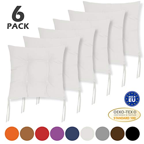 BCASE, Pack de 6 Cojines de Asiento y Silla, 38x38cm, Funda de Polyster, Relleno de Fibra, Cómodos, Resistentes, Fácil de Limpiar, para Cocina, Cuarto, Sala, Jardín, Terraza, Patio, Etc. Beige