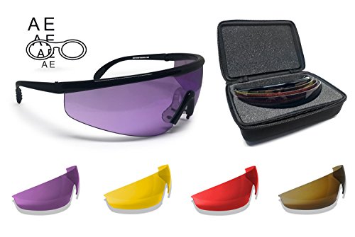 BERTONI Gafas de Tiro Protectoras Balistica Tacticas de Seguridad para Disparar con 4 Lentes Incluidas y Clip para Lentes Graduadas – AF899
