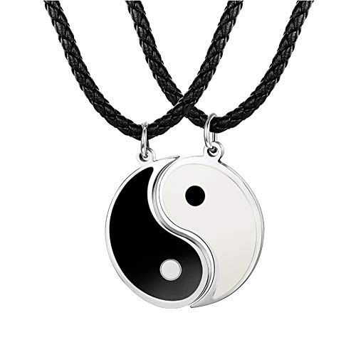 Besteel 3MM Collar Cuero Yin Yang para Hombre Mujer Colgante Taichi Acero Inoxidable Collar Pareja Cadena Cuero, 56+5CM Besteel 3MM Collar Cuero Yin Yang para Hombre Mujer Colgante Taichi Acero Inoxidable Collar Pareja Cadena Cuero, 56+5CM