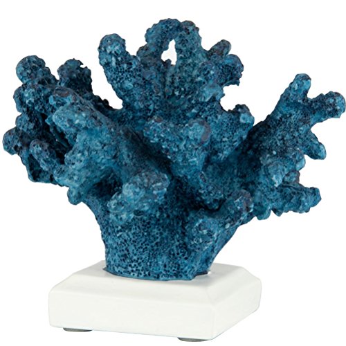 Better & Best Objeto Decorativo en Forma de Coral con Peana, Resina Policromada, Azul, 14x12x12 cm