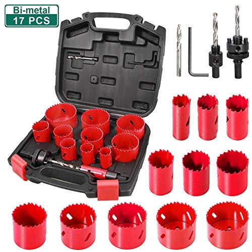 Bi-Metal Coronas Perforadoras 17pcs, HYCHIKA Sierras Perforadoras 11 Discos: 19mm-68mm Coronas Taladros Ideal para Metal Aluminio Madera PVC y Plástico Adecuado Para Taladro Percutor o Impacto Etc. Bi-Metal Coronas Perforadoras 17pcs, HYCHIKA Sierras Perforadoras 11 Discos: 19mm-68mm Coronas Taladros Ideal para Metal Aluminio Madera PVC y Plástico Adecuado Para Taladro Percutor o Impacto Etc.