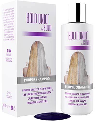 BOLD UNIQ by B Uniq - Champú matizador con pigmentos violetas para conseguir tonos plateados - Adiós al amarillo: revitaliza el cabello rubio teñido, decolorado y con mechas - Sin sulfatos - 250 ml