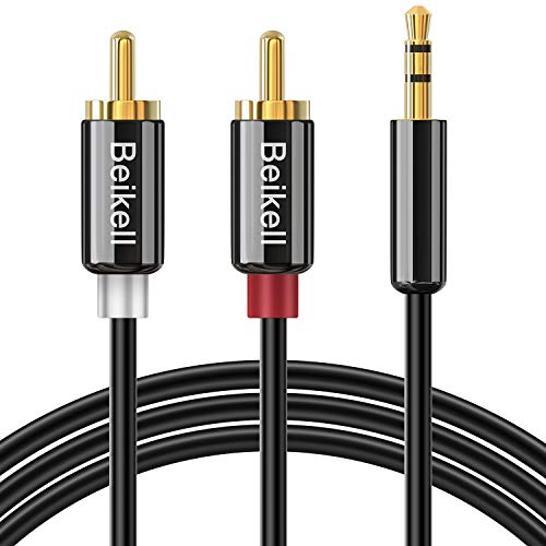 Cable Audio RCA 2M, Beikell Cable Jack 3.5mm a 2 RCA Estéreo Macho Macho con Conectores Metálicos para Smartphones, MP3, Tablets, Cine en Casa, Sistema HiFi y Más Dispositivo con Conectores RCA