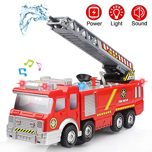 Camión de Bomberos Eléctrico Juguete Coche Vehiculo con Luz, Sonidos, Bomba de Agua y Escalera Extendible para niños 3 4 5 Camión de Bomberos Eléctrico Juguete Coche Vehiculo con Luz, Sonidos, Bomba de Agua y Escalera Extendible para niños 3 4 5