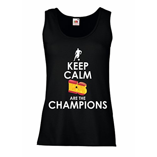 Camisetas sin Mangas para Mujer Españoles Son los campeones, Campeonato de Rusia 2018, Copa del Mundo - Equipo del fútbol de Camisa del admirador de España (XX-Large Negro Multicolor)