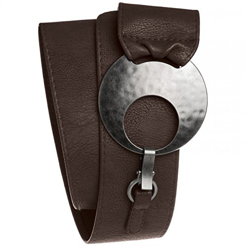 Caspar GU225 Cinturón Ancho para Mujer con Hebilla Grande de Metal, Tamaño:100, Color:marrón oscuro