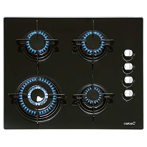 CATA CIB 6031 BK Integrado Encimera de gas Negro - Placa (Integrado, Encimera de gas, Vidrio, Negro, Esmaltado, 1000 W)