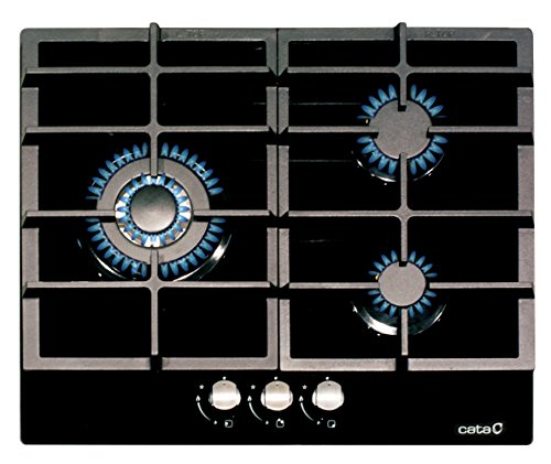 CATA Modelo LCIB 6021 BK | Encimeras butano 3 Fuegos | Cocina de Gas | Ancho de 58 cm | Parrillas/Quemadores Hierro Fundido | Potencia 6,25 kW, 1000 W, Glass, Negro CATA Modelo LCIB 6021 BK | Encimeras butano 3 Fuegos | Cocina de Gas | Ancho de 58 cm | Parrillas/Quemadores Hierro Fundido | Potencia 6,25 kW, 1000 W, Glass, Negro
