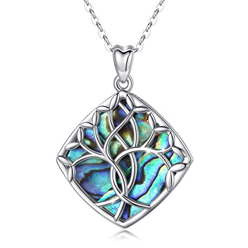 CELESTIA Mujeres Céltico Arbol de la Vida Collares de Plata de Ley 925 Concha Madre Perla Colgante con Cadena, Personalizado Joyería Regalos del Día de la Madre/Aniversario/Promesa/Amistad CELESTIA Mujeres Céltico Arbol de la Vida Collares de Plata de Ley 925 Concha Madre Perla Colgante con Cadena, Personalizado Joyería Regalos del Día de la Madre/Aniversario/Promesa/Amistad