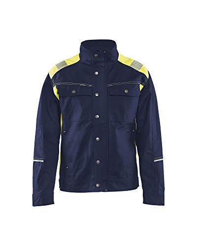 Chaqueta artesanal azul marino/amarillo XS.