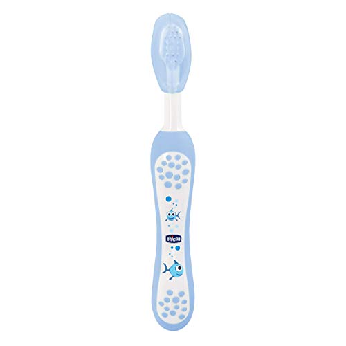 Chicco - Cepillo dental divertido con cerdas suaves para 6-36 meses, color azul Chicco - Cepillo dental divertido con cerdas suaves para 6-36 meses, color azul