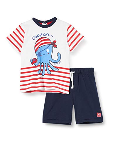 Chicco Completo 2 Pezzi Bimbo Pirata: T-Shirt + Pantaloncini Corti Conjunto de Ropa, Rojo (Rossol E BLU 037), 68 (Talla del Fabricante: 068) para Bebés