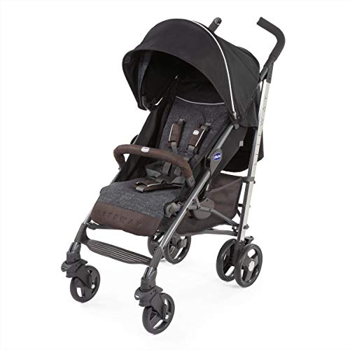 Chicco Liteway 3 - Silla de paseo ligera y compacta, soporta hasta 22kg, color negro vaquero y ecopiel (Intrigue)