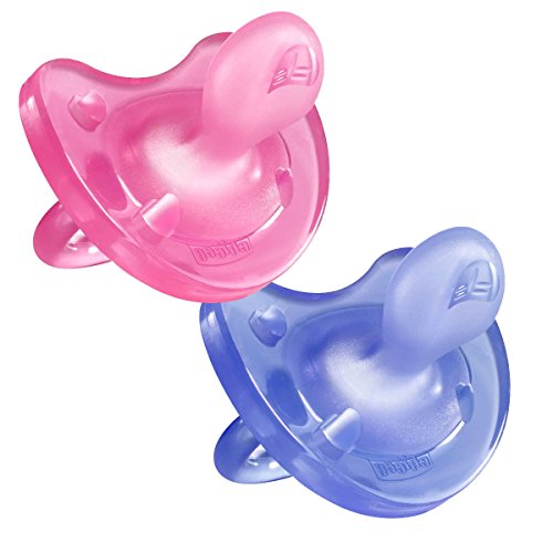 Chicco Physio Soft - Pack de 2 Chupetes de Silicona, 16-36 m, Color Rosa/Morado