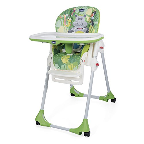 Chicco Polly Easy - Trona amplia, compacta y sencilla, 4 ruedas, para niños de 0 a 3 años, Verde (Happy Jungle)