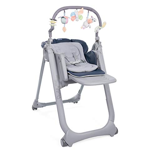 Chicco Polly Magic Relax - Trona/hamaca compacta con barra de juegos, 4 ruedas, color azul (India Ink) Chicco Polly Magic Relax - Trona/hamaca compacta con barra de juegos, 4 ruedas, color azul (India Ink)