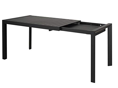 Chicreat - Mesa extensible de aluminio para jardín, 127-180 x 77 x 71,5 cm (negro) Chicreat - Mesa extensible de aluminio para jardín, 127-180 x 77 x 71,5 cm (negro)