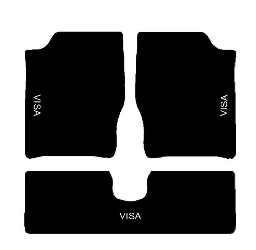 Citroen Visa Alfombras negros para coche de epoca, juego completo de alfombras de moqueta sobre tamaño con bordado de hilo Bianco