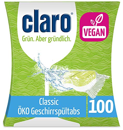 CLARO Classic XXL - 100 Pastillas Ecológicas Sin Fosfatos Para Lavavajillas - Capsulas Detergente con Membrana Disoluble en Agua