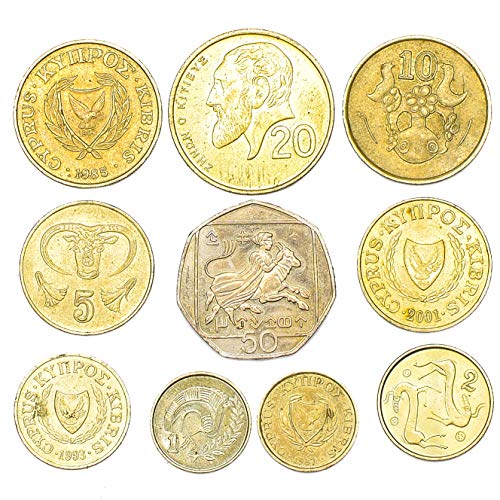 COLECCIÓN DE 1963 EN Chipre 10 Monedas 1-50 CENTAVOS Monedas CHIPRIOTAS. Ideal para Banco DE Moneda, SOSTENEDORES DE Moneda Y Album DE Monedas