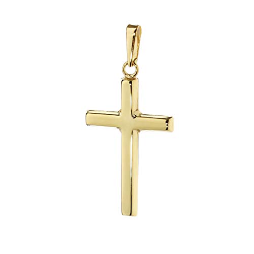 Colgante de la cruz de NKlaus 333 oro amarillo 14x23mm pulido comunión de oro de bautismo cruz 7803
