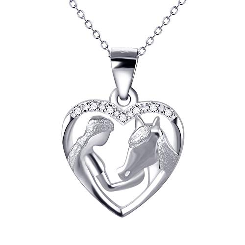 Colgante de plata de ley y circonitas y caballo Collares Joyería Mujer Regalo para el Día de la Madre Collar de "mamá cadena de 45,72 cm Colgante de plata de ley y circonitas y caballo Collares Joyería Mujer Regalo para el Día de la Madre Collar de "mamá cadena de 45,72 cm