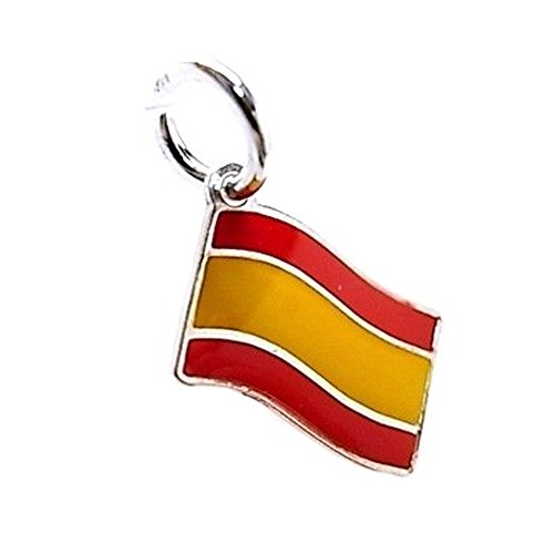 Colgante Plata Ley 925M Esmaltado 13mm. Bandera España Rojo Amarillo