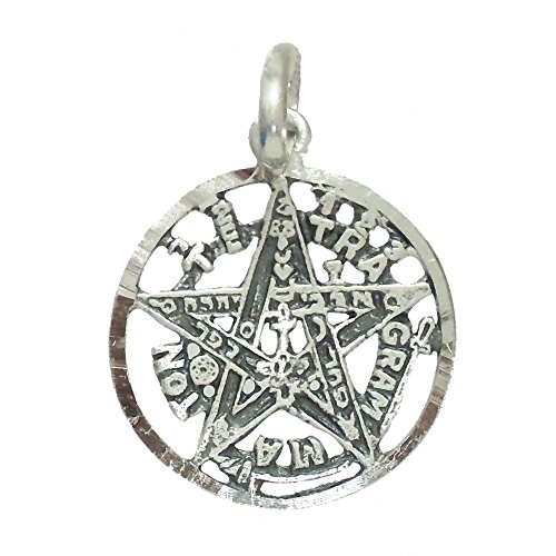 Colgante Plata Ley 925M Tetragramatón 19mm. Unisex Amuleto Estrella Calado