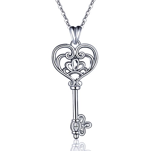 Collar con colgante de plata de ley 925 con forma de corazón y corona de la suerte, de EUDORA, regalo para mujer, 45,7 cm