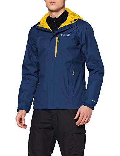 Columbia Hombre Chaqueta impermeable, Pouring Adventure II Jacket, Nailon, Azul (Carbon), Talla: S, 1760061