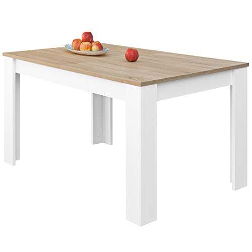 COMIFORT – Mesa De Comedor Extensible Moderna de 120 a 170 cm, Medidas 120/170x75x78 cm, Disponible en Colores: Blanca, Blanco/Roble, Roble, Wengué, Nordic (Blanco/Roble)