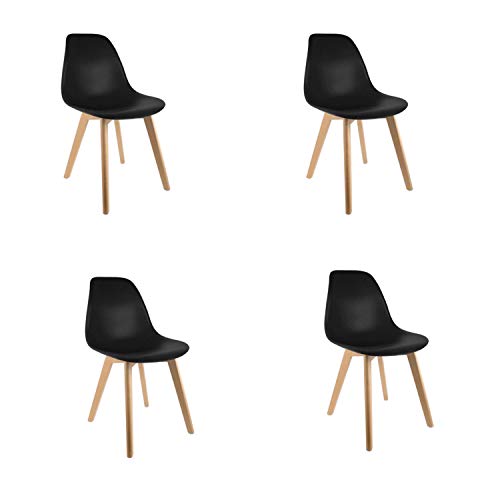 Conjunto de 4 sillas de Comedor con Patas Eiffel en Madera Maciza Sillas de Cocina Retro para Sala de Estar Oficina de diseño Europeo (Negro) Conjunto de 4 sillas de Comedor con Patas Eiffel en Madera Maciza Sillas de Cocina Retro para Sala de Estar Oficina de diseño Europeo (Negro)
