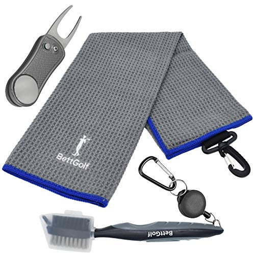 Conjunto de cepillo y toalla de golf Club, 3 en 1 retráctil Club Brush & Golf Kit de toalla triple para Golf y Golf Club, Toallas de microfibra es limpieza fuerte y secado rápido (Gris+pincel rojo) Conjunto de cepillo y toalla de golf Club, 3 en 1 retráctil Club Brush & Golf Kit de toalla triple para Golf y Golf Club, Toallas de microfibra es limpieza fuerte y secado rápido (Gris+pincel rojo)