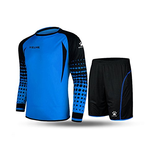 Conjunto para portero de fútbol, de la marca Kelme, de manga larga, color azul y negro, tamaño X-Large