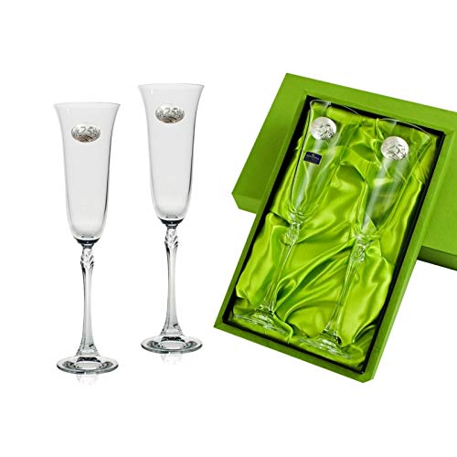 Copas champan personalizadas bodas Plata 25 aniversario cristal Bohemia Grabado