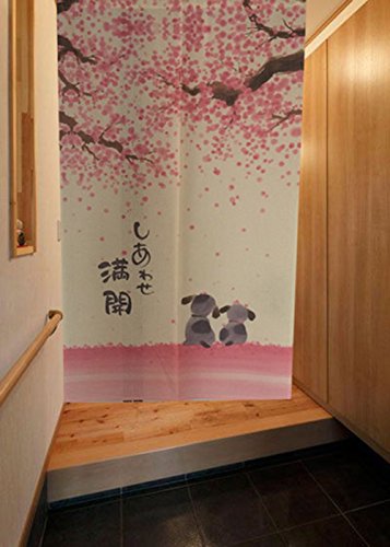 Cortina de puerta japonesa Noren para decoración del hogar, de LIGICKY, poliéster y mezcla de poliéster, Flor de cerezo, 33*59inch