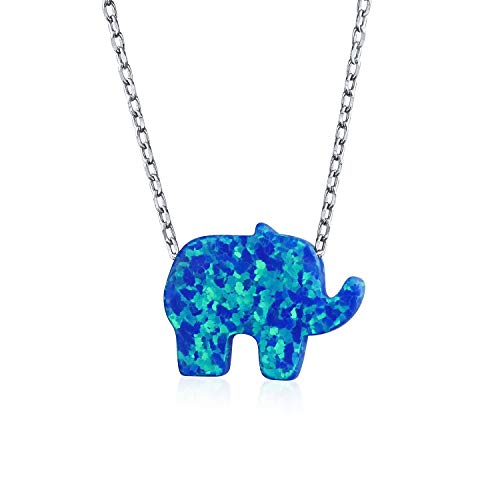 Creado Azul Opal Collar De Elefantes Para Mujer Colgante De Plata Esterlina 925 Octubre Pulgadas Piedra De Nacimiento
