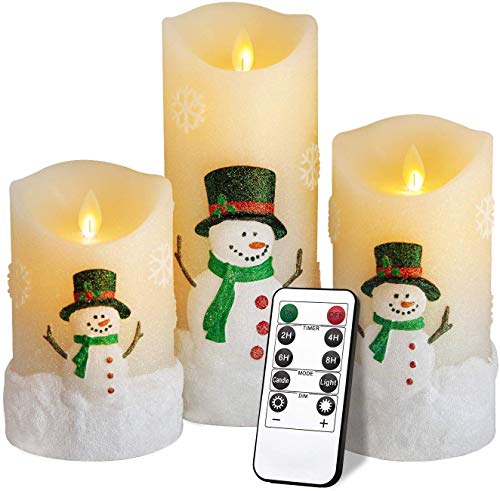 CREASHINE Velas LED sin llama, conjunto de velas parpadeantes con efecto de cera real de marfil, velas con pilas de control remoto con temporizador, 4 "5" 6 "paquete de 3 CREASHINE Velas LED sin llama, conjunto de velas parpadeantes con efecto de cera real de marfil, velas con pilas de control remoto con temporizador, 4 "5" 6 "paquete de 3