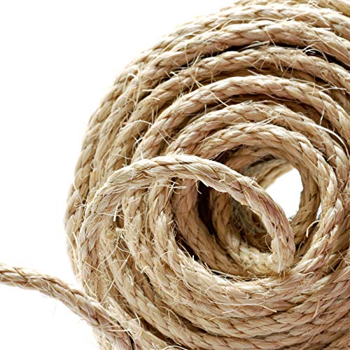 Cuerda de cáñamo Naler de 25 m 6 mm, 100% yute natural, 4 capas de cuerda gruesa para barcos, barras de arañar de animales, manualidades, embalaje de regalo, jardinería y floristería