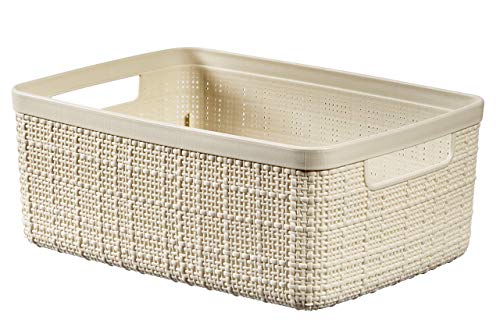 CURVER Cesta Jute 100% plástico Reciclado Rectangular, Blanco Roto, S: 5 L CURVER Cesta Jute 100% plástico Reciclado Rectangular, Blanco Roto, S: 5 L