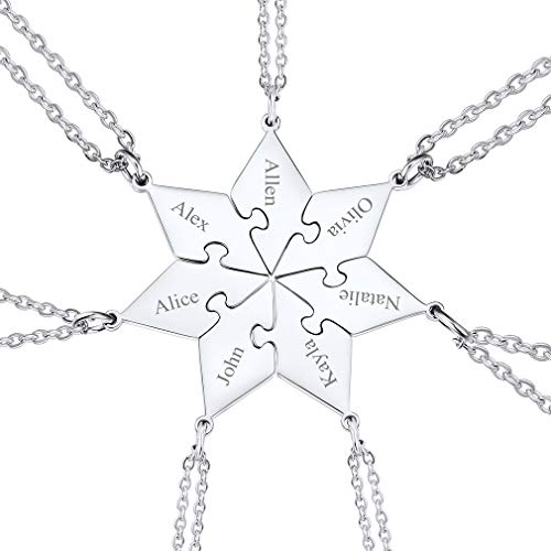 Custom4U Diseño Moderno Collares Combinados de Heptágono Dividido Siete Piezas con Cadena Delgada y Elegante Acero Inoxidable Metalico Joyeria Ultima Tendencia Custom4U Diseño Moderno Collares Combinados de Heptágono Dividido Siete Piezas con Cadena Delgada y Elegante Acero Inoxidable Metalico Joyeria Ultima Tendencia