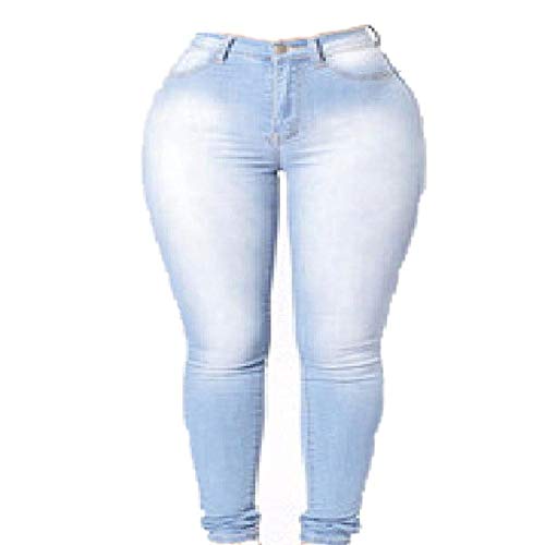 CZYTN Otom - Pantalones de Moda para Mujer (Tejido Vaquero, Cintura Alta, pantalón elástico, Talla pequeña, Talla Grande Azul Claro M