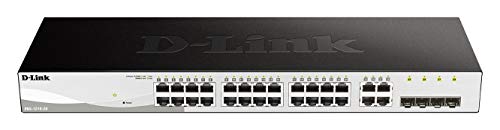 D-Link DGS-1210-28 - Switch 24 Puertos Gigabit y 4 Puertos SFP Combo 100/1000 Mbps, Altura 1U, VLAN automática para Video vigilancia y telefonía IP