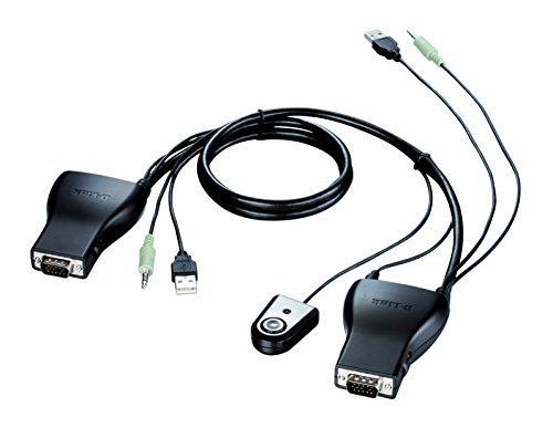 D-Link DKVM-222 - Cable Adaptador (USB, VGA, 3.5 mm, micrófono), Color Negro
