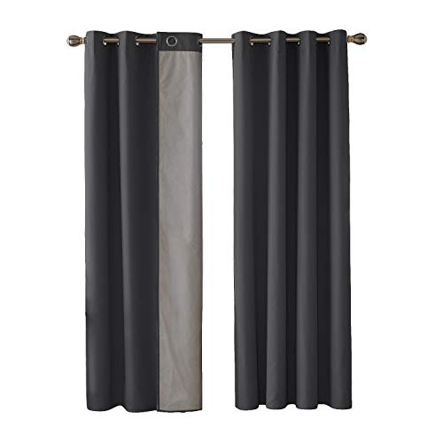 Deconovo Cortina Termica Aislante Frío y Calor con Forro de Gris Plata Suave 2 Piezas 140 x 175 cm Gris Oscuro