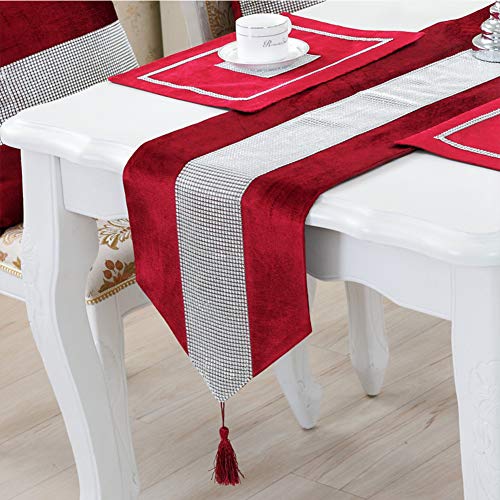 DELIBEST - Camino de mesa con estilo, camino de mesa simple y moderno, lujoso, seda sintética, Rojo, 12.6*70.9''(32*180cm)