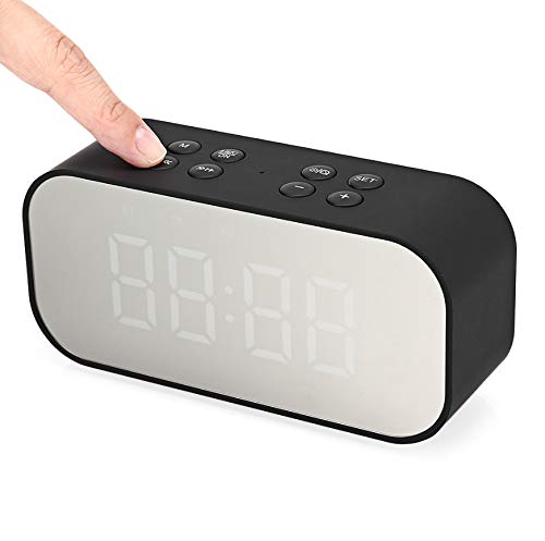 Despertador Nuevo Portátil Inalámbrico Bluetooth Altavoz Columna Subwoofer Música Caja De Sonido Altavoz Inalámbrico Led con Reloj Despertador Espejo